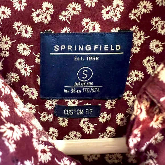 Springfield Floral Button Down (Rare Item) Maroon w/white flowers - Picture 3 of 4